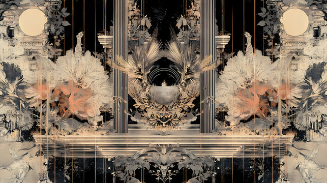 Baroque cybersecurity threat landscape | intricate data visualization. [Cyber Serenades] | Data Sonata | numeric cadence. Illustration