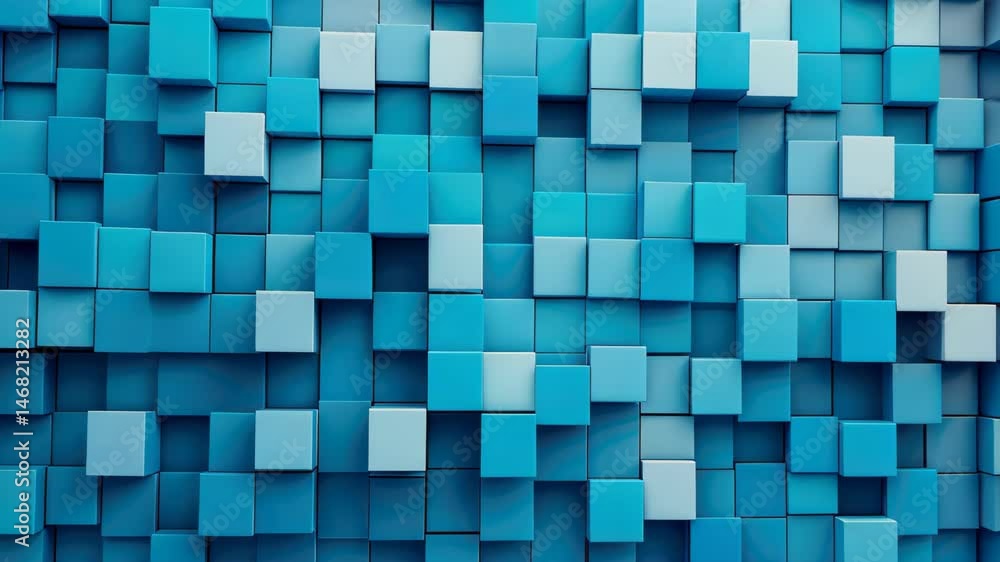 Poster abstract blue cube texture: explore a captivating arrangement of blue cubes creating a mesmerizing 3