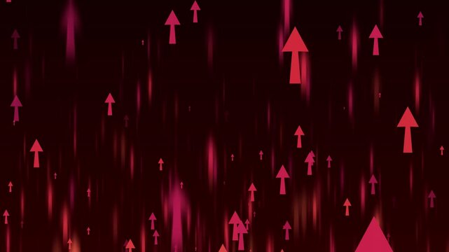 Abstract background with glowing arrows pointing upwards animation on a dark backdrop