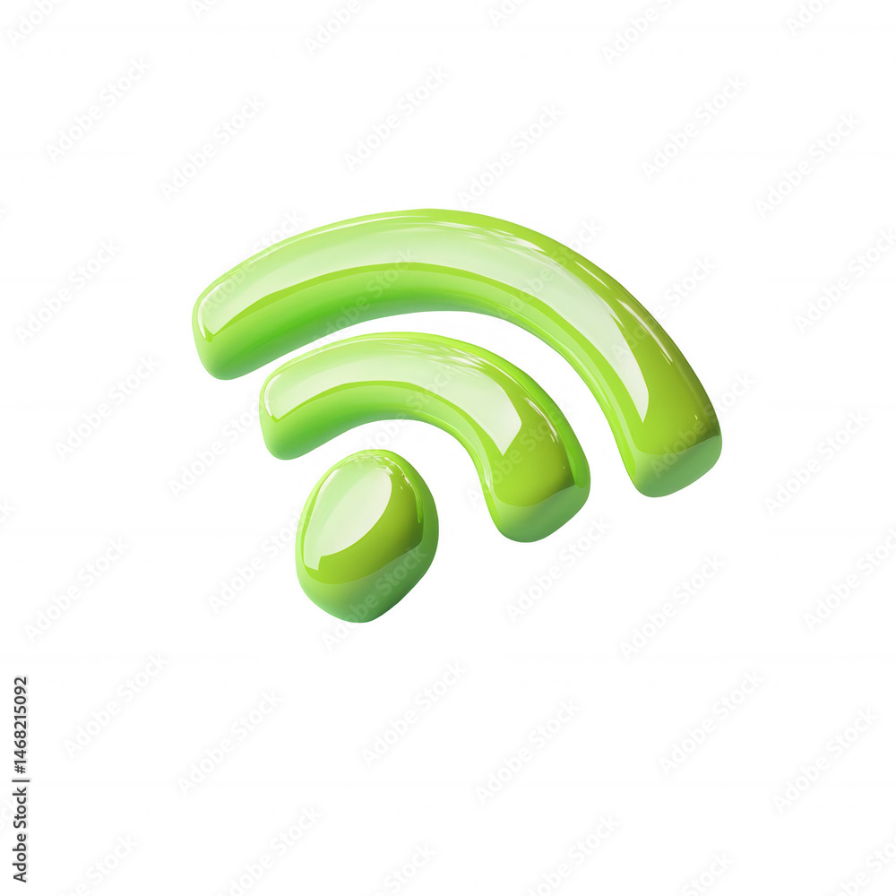 Aufkleber shiny green wifi signal icon digital technology internet wireless network on transparent background