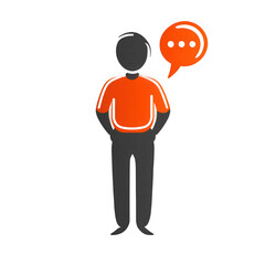 Obraz premium Man with speech bubble illustration customer service communication icon on transparent background