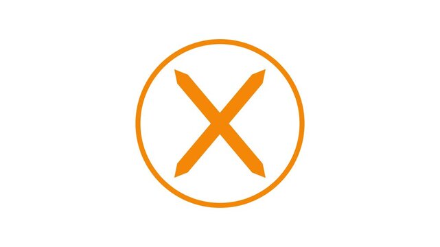 Minimalist outlinr circle round X mark animation, A minimalist logo featuring a stylized letter X within a circle