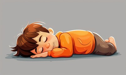 cartoon character human sleeping on stomach and plain background Generate AI