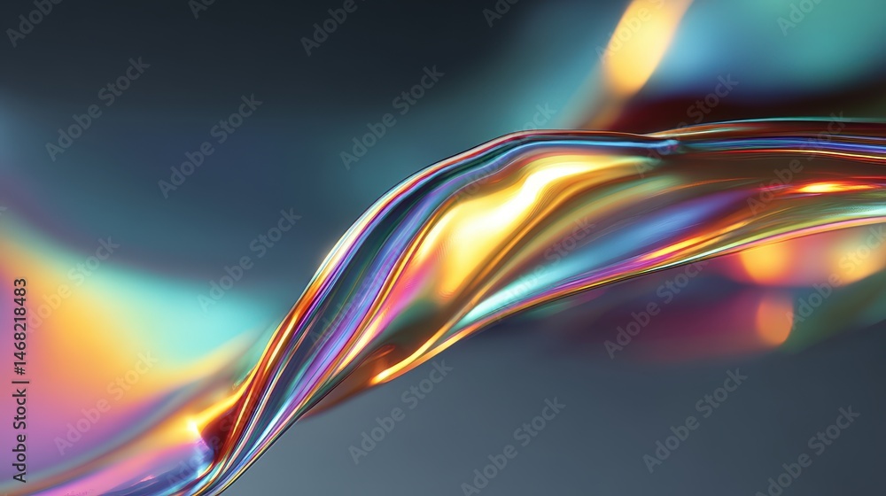 Poster abstract colorful wave with shimmering light effects creating a dynamic visual flow.