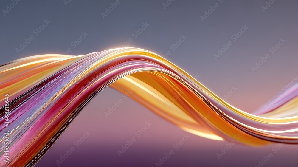 Poster abstract colorful wave design with smooth flowing lines against a soft gradient background.