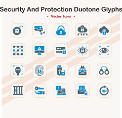 Security and Protection Duotone Glyphs A Collection of Vector Icons