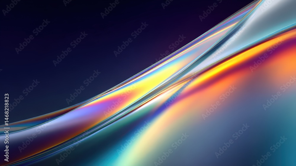 Poster abstract colorful wave design with smooth gradients and dynamic light reflections.