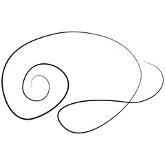 icon of a sea shell drawn with a thin line in line art style, for various marine designs and company logos