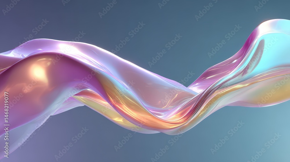 Poster colorful abstract waves create a dynamic, fluid visual in soft pastel tones.