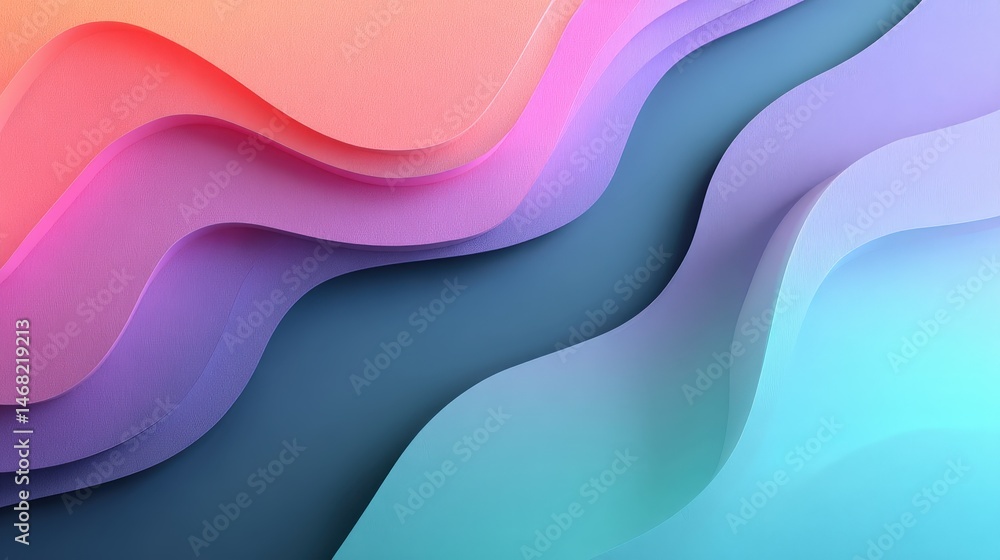 Poster vibrant abstract waves in gradient colors create a visually appealing design.
