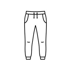 Minimalist Sport Pants Line Art. Clean athletic contour, flat vector illustration on transparent background. Activewear essential, workout bottoms, fitness apparel, gym wear template