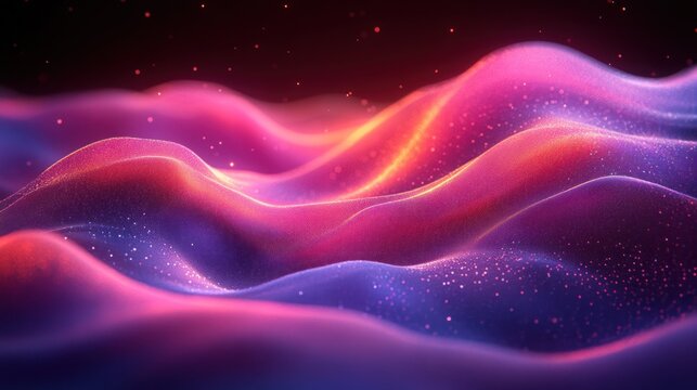 Abstract Pink and Purple Waves: A Digital Landscape of Serene Energy
