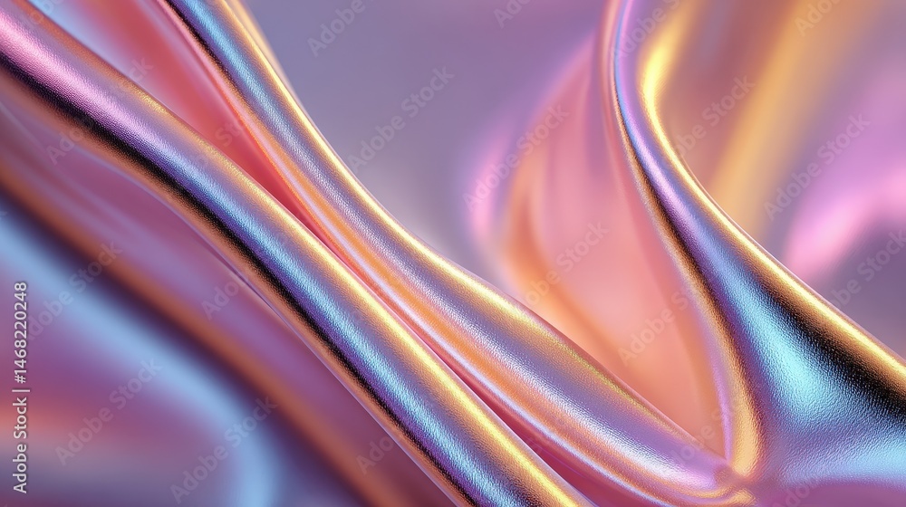 Poster abstract flowing fabric with soft pastel colors and a shiny texture.