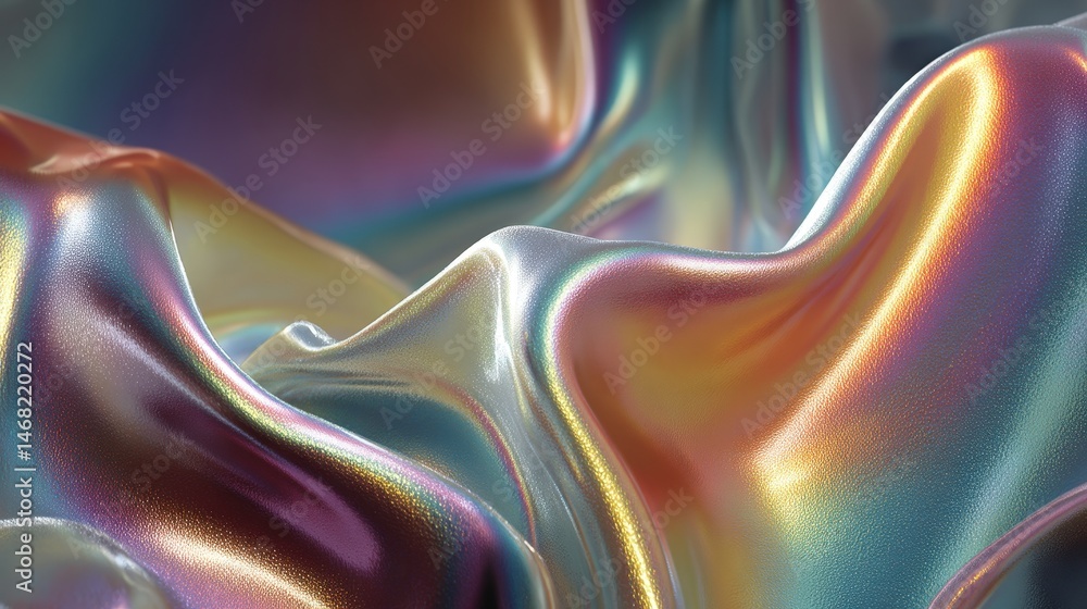 Aufkleber shimmering iridescent fabric with flowing wave patterns and a metallic sheen.