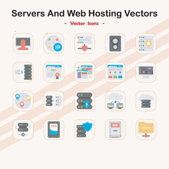 Servers and Web Hosting Vector Icons