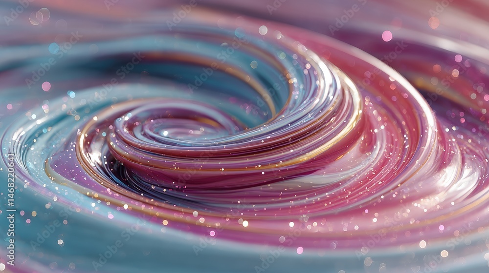 Poster vibrant swirling patterns with bubbles create a dynamic, abstract composition.