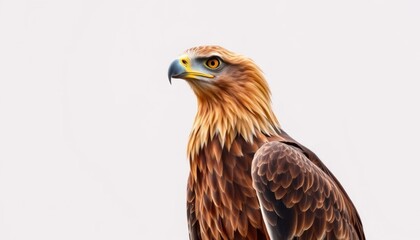 Obraz premium Majestic Golden Eagle Portrait with Sharp Focus on Bird isolated in White