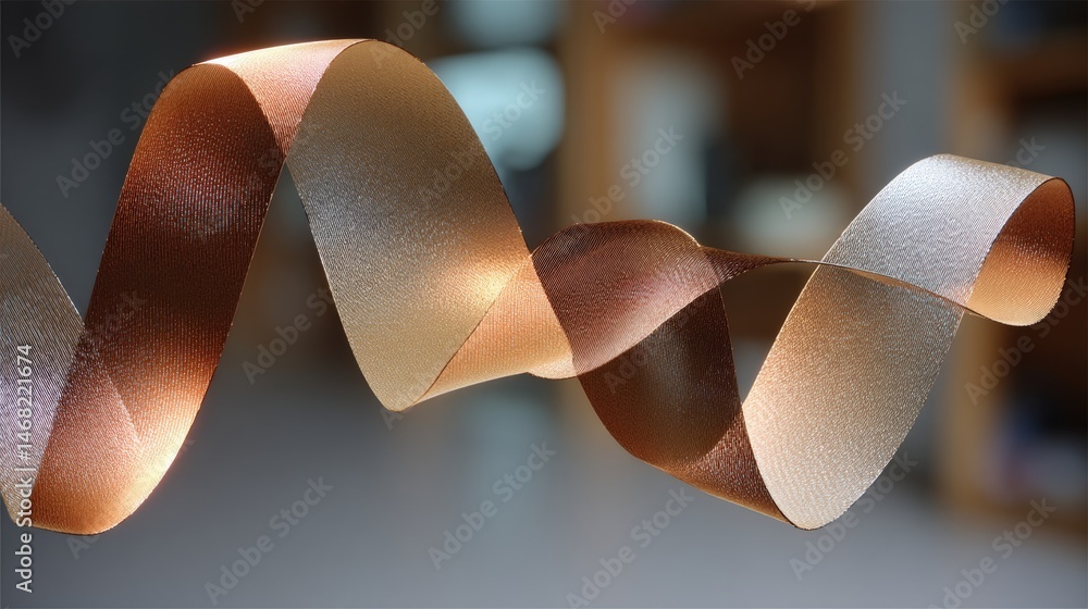 Poster abstract ribbon art in soft focus, showcasing curves and texture.