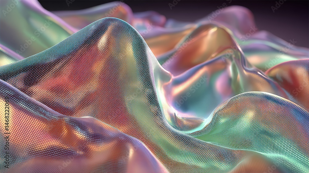 Poster abstract colorful waves with a textured surface and shimmering effects.