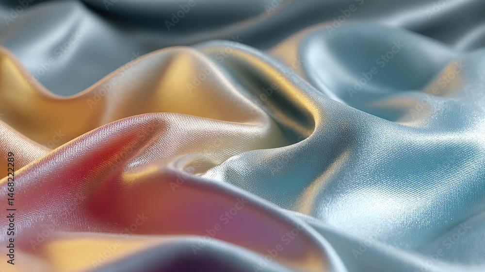 Aufkleber shimmering multicolored satin fabric with soft waves and textures.