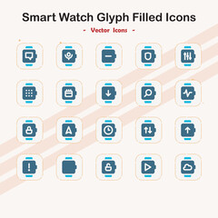 Smartwatch Glyph Filled Icon Set