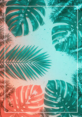 Tropical Leaves Frame in Vibrant Colors for Instagram Template  