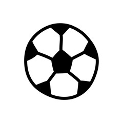 Soccer ball doodle icon in hand drawn design style isolated on transparent background