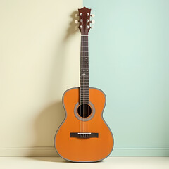 Obraz premium Violin Resting Against a Soft Pastel Wall in Perfect Composition