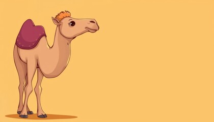 Cute cartoon camel illustration with a soft color palette and smooth lines