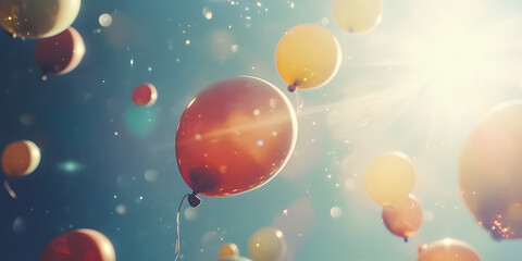 Fototapeta premium Balloons Image, Party Celebration Theme, Cheerful Atmosphere Image, Joyful Event, Sky High Balloons, Birthday Theme, Festive Atmosphere