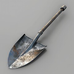 Garden shovel isolated on transparent background steel blade D render logos .