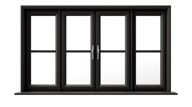 Elegant Black Window Frame Design with Four Panes for Home Improvement Projects