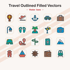 Travel Outlined Filled Icons