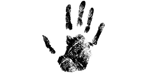Grunge Hand Print Symbol Vector Illustration, Human Palm Ink Pattern Isolated On White Background.

