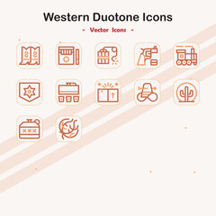 Western Duotone Icon Set