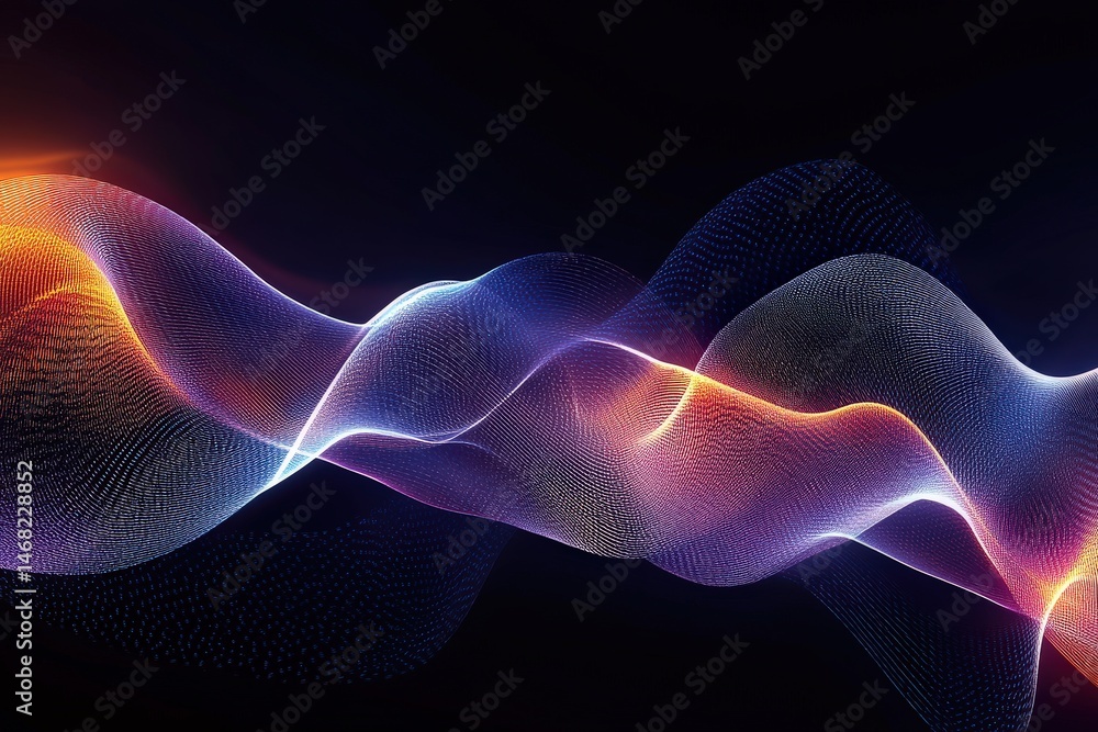 Aufkleber abstract digital wave patterns of glowing lines.