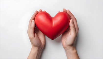 Fototapeta premium Hands Holding a Red Heart