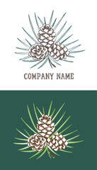 Pine Cones Rustic Logo with bronze touch. 