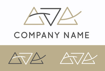 Triangles Geometric Logo depicting 4 magic elements: water, earth, air, and fire. Editable stroke.