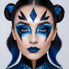 Blue Glitter Fantasy Makeup
