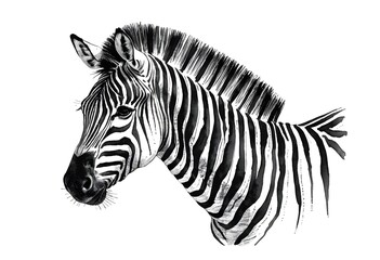 Black and White Zebra Head Portrait