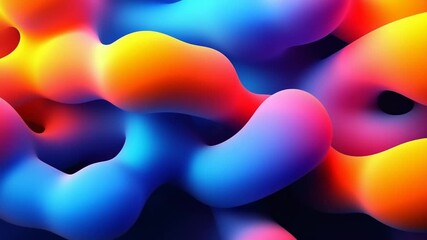 Smooth tubular forms weaving through each other in vibrant neon light - Powered by Adobe