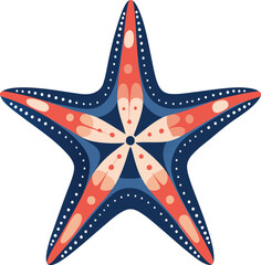 Starfish illustration: A detailed, illustrative starfish design, perfect for aquatic themed projects. Its intricate patterns and bold colors will add vibrancy and interest to any creative project.