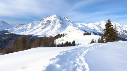 Fototapeta premium Lysa hora peak in the winter with snow