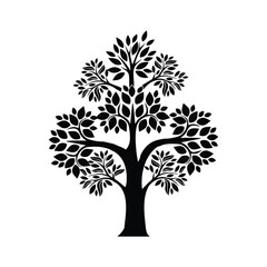 Fototapeta premium Elegant black and white tree silhouette illustration perfect for nature and environmental designs