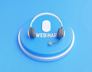 Webinar Online Event Button Headphones Microphone Audio Visual