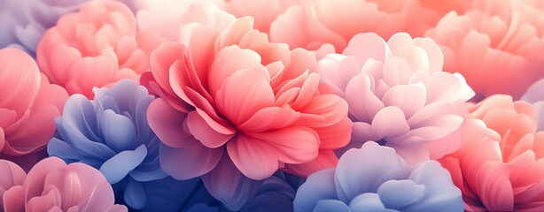 Obraz premium A vibrant arrangement of colorful flowers showcasing various shades of pink and blue, creating a stunning visual of nature's beauty and elegance.
