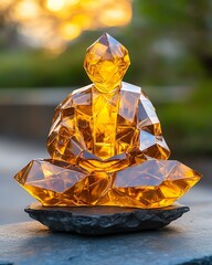 A stunning crystal figurine of a meditating figure, radiating warmth and tranquility. Perfect for representing peace, meditation, and mindfulness.