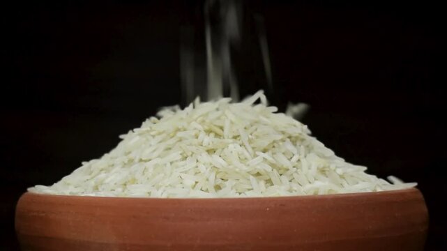 Basmati Rice in a Wooden Bowl