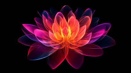 Luminous neon fractal bloom expanding outward futuristic motion. [Celestial Drift] | Stellar Bloom | expanding flower. Illustration